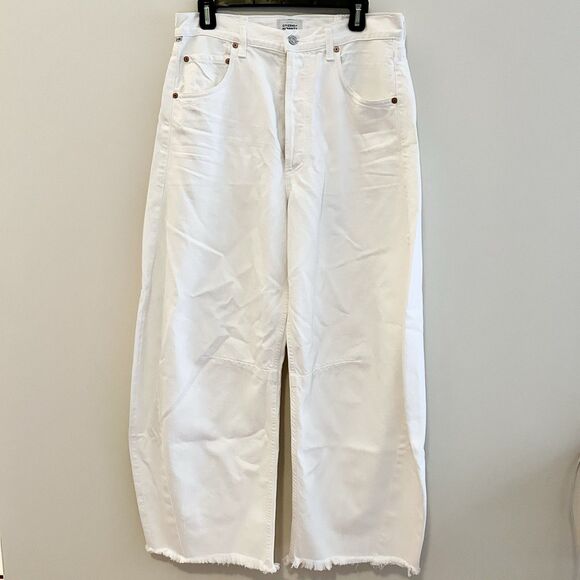 Citizens of Humanity Jeans Barrel Jicama Horseshoe White Wide Leg Raw Hem 29 CoH - Picture 2 of 16